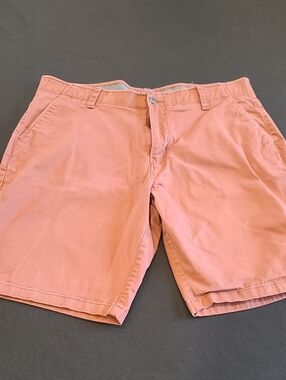 Denver Hayes Men's Flat Front Chino Shorts Coral Salmon Pink Size 36